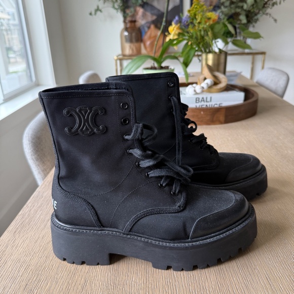 CELINE BULKY LACED UP BOOT | BLACK - Picture 1 of 13